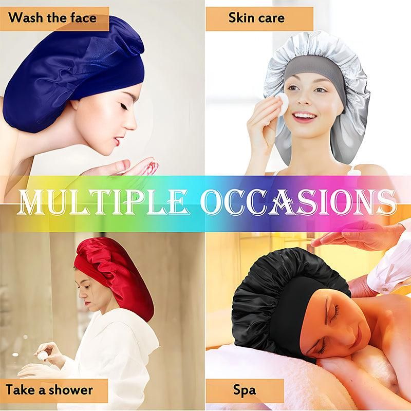 Sleeping Bonnet Hair Wrap Silk Satin Cap Women Elastic Night Soft Hat Headwear view 9