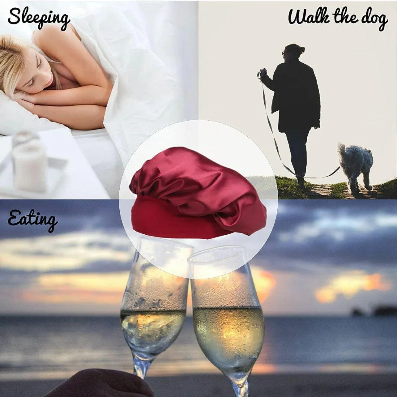 Sleeping Bonnet Hair Wrap Silk Satin Cap Women Elastic Night Soft Hat Headwear view 10