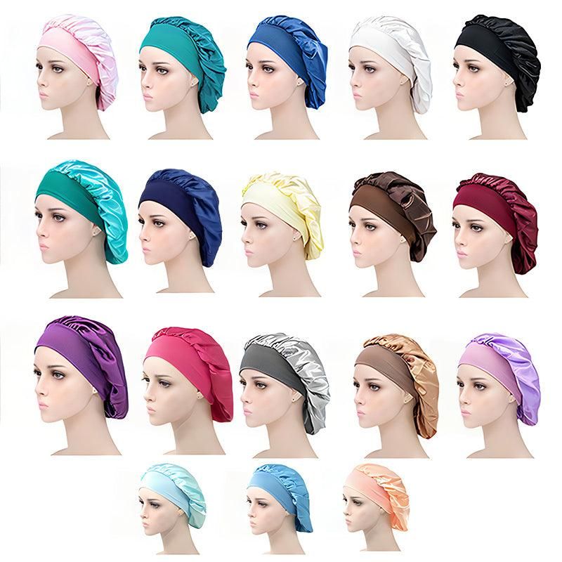 Sleeping Bonnet Hair Wrap Silk Satin Cap Women Elastic Night Soft Hat Headwear view 3