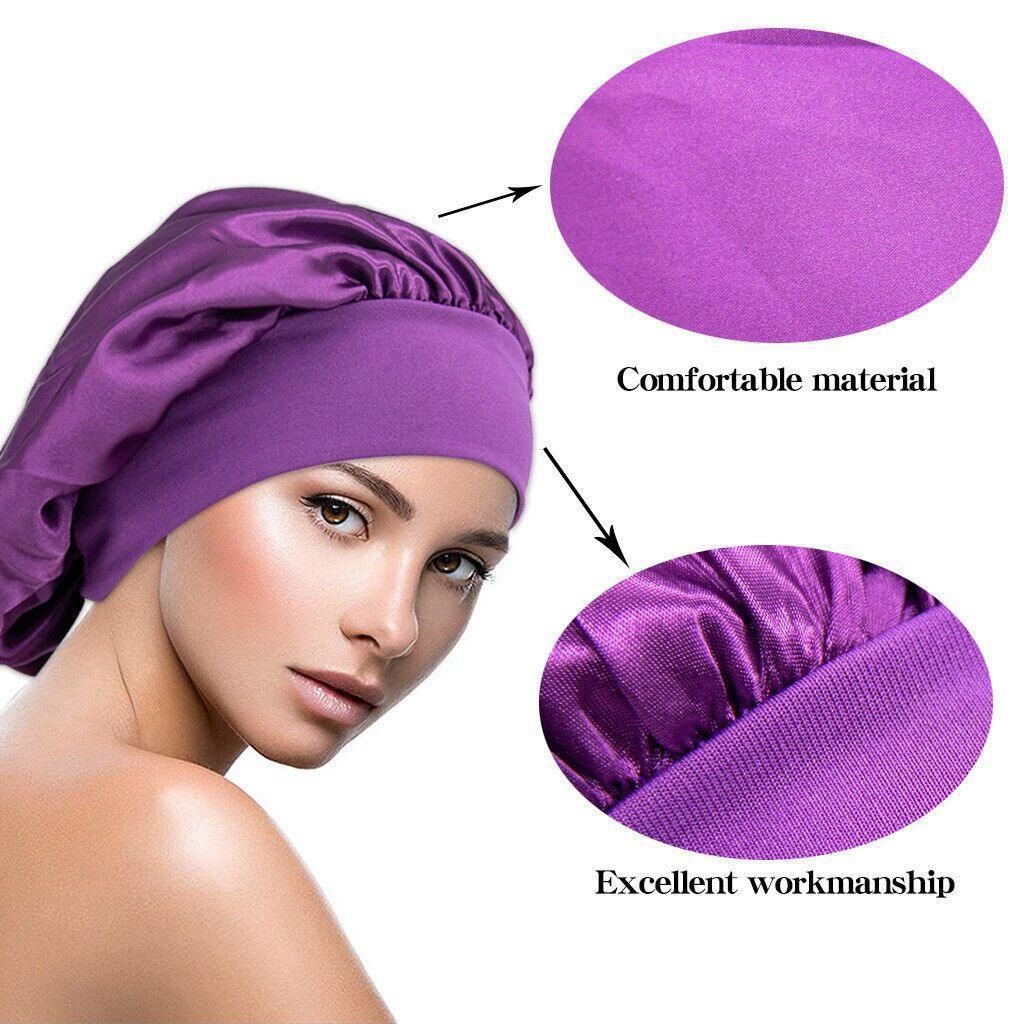 Sleeping Bonnet Hair Wrap Silk Satin Cap Women Elastic Night Soft Hat Headwear view 7