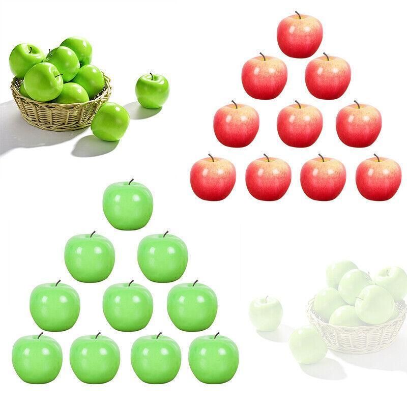10 X Artificial Green or Red Apples for Home Party Wedding and Shop Decor - Red view 10