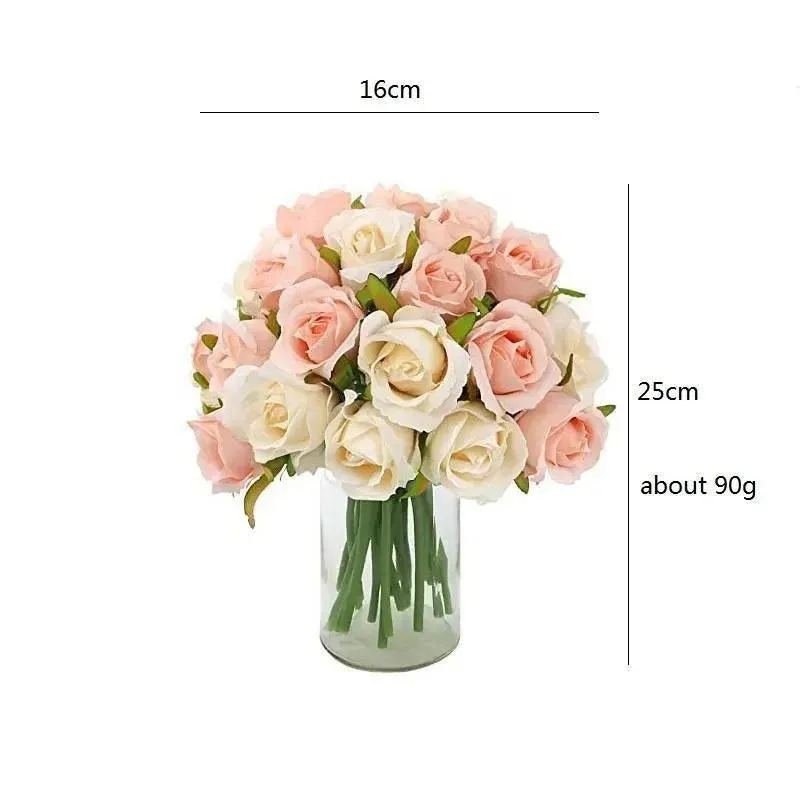 12 Heads Silk Rose Artificial Flowers Fake Bouquet - Red view 4
