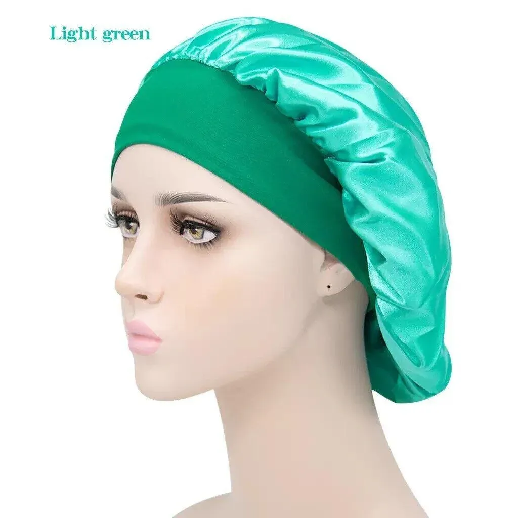 Sleeping Bonnet Hair Wrap Silk Satin Cap Women Elastic Night Soft Hat Headwear view 15