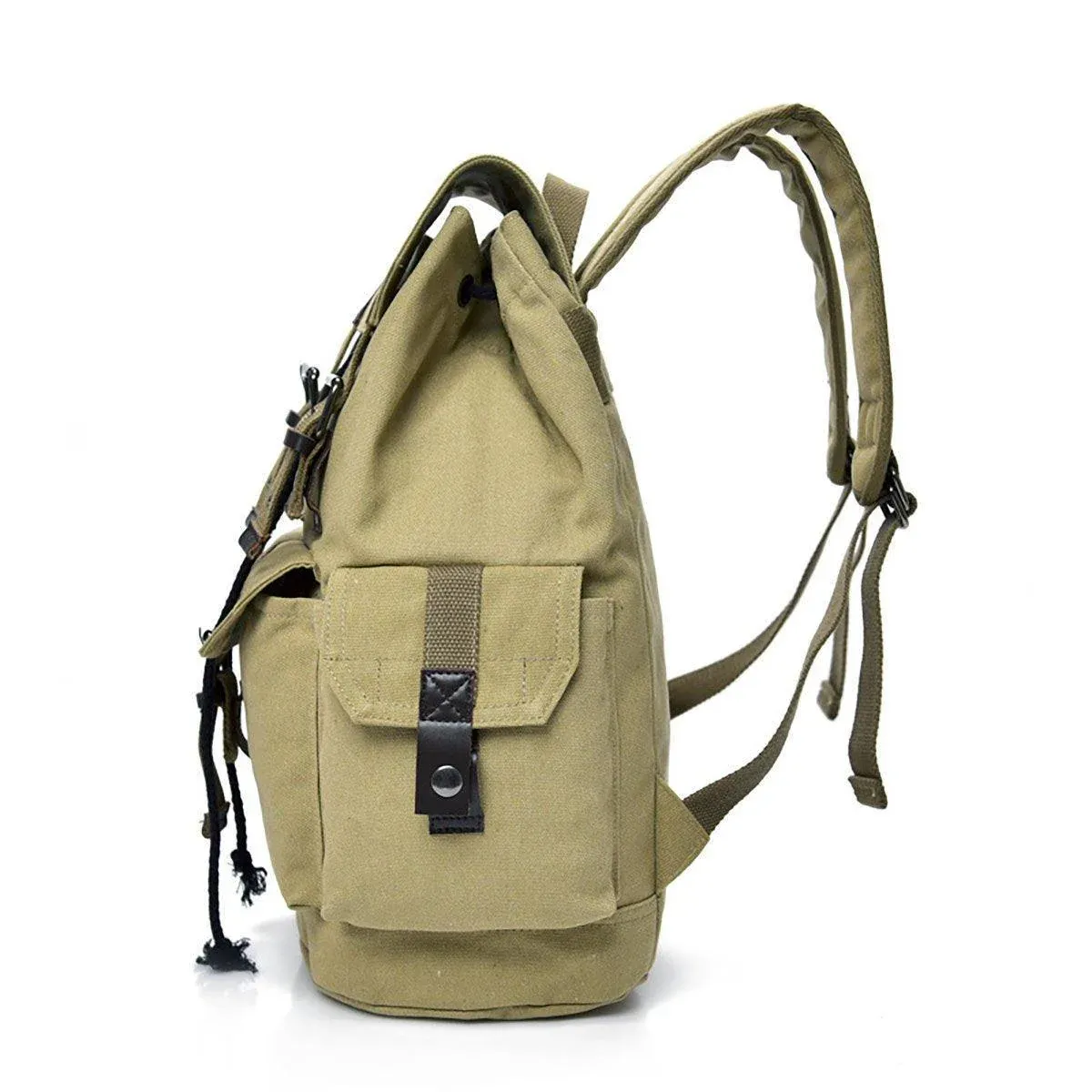 Unisex Retro Rucksack Large Capacity Travel Bag Leisure Backpack Schoolbag - Khaki view 9