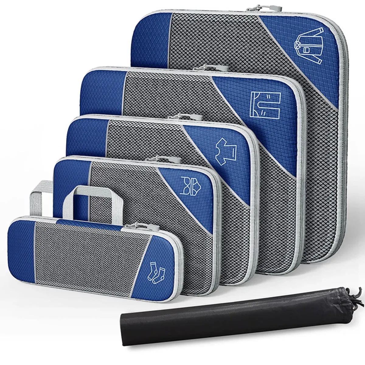 6PCS Compression Packing Cubes Expandable Luggage Storage Bag Travel Packing