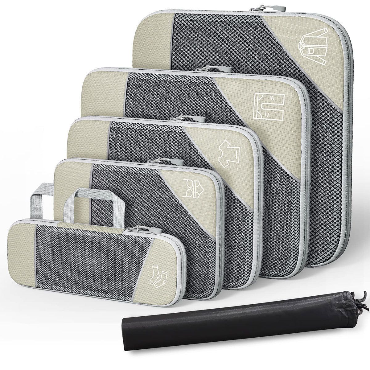 6PCS Compression Packing Cubes Expandable Luggage Storage Bag Travel Packing