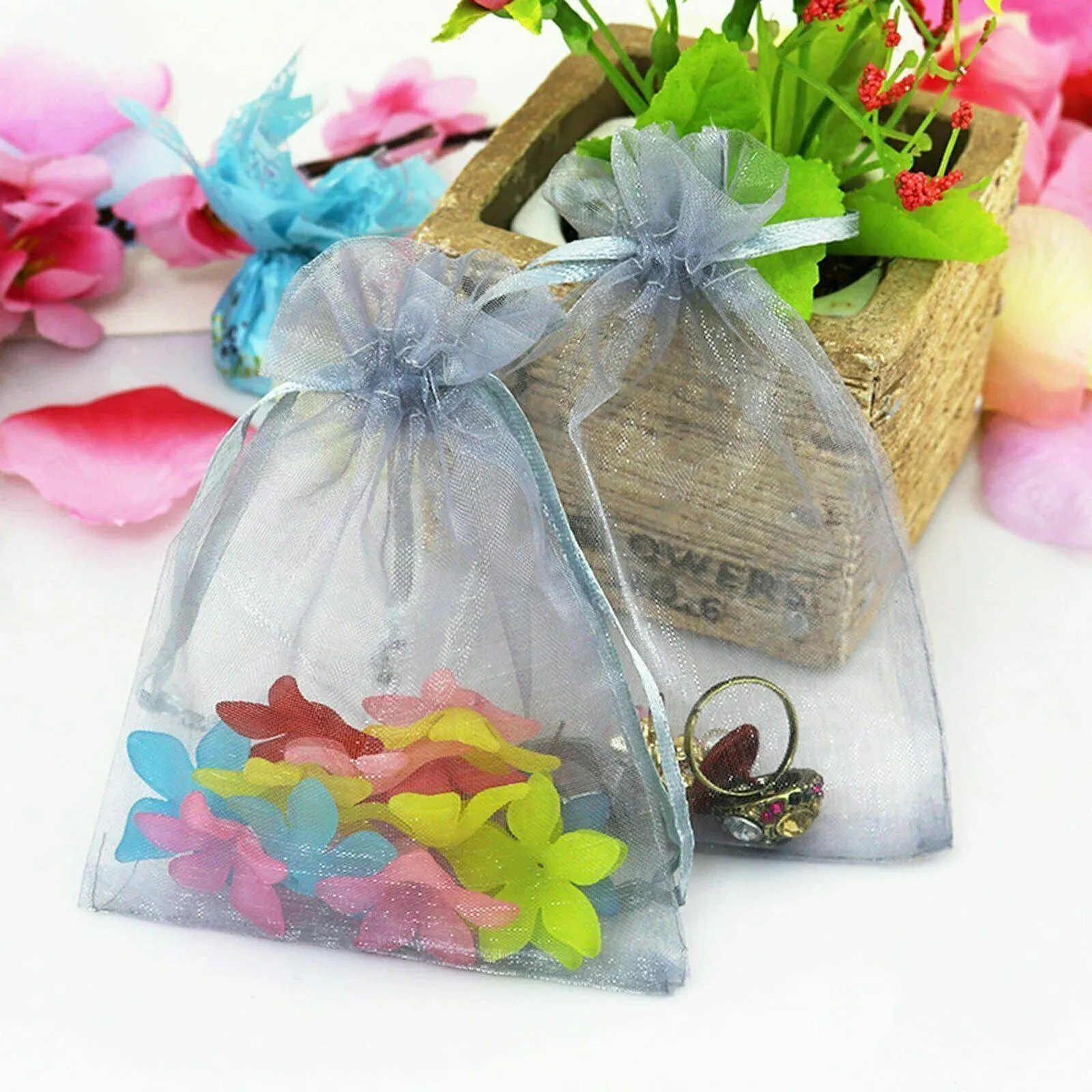 50 pcs Organza Bag Sheer Bags Jewellery Wedding Candy Packaging Sheer Bags 7*9 view 11