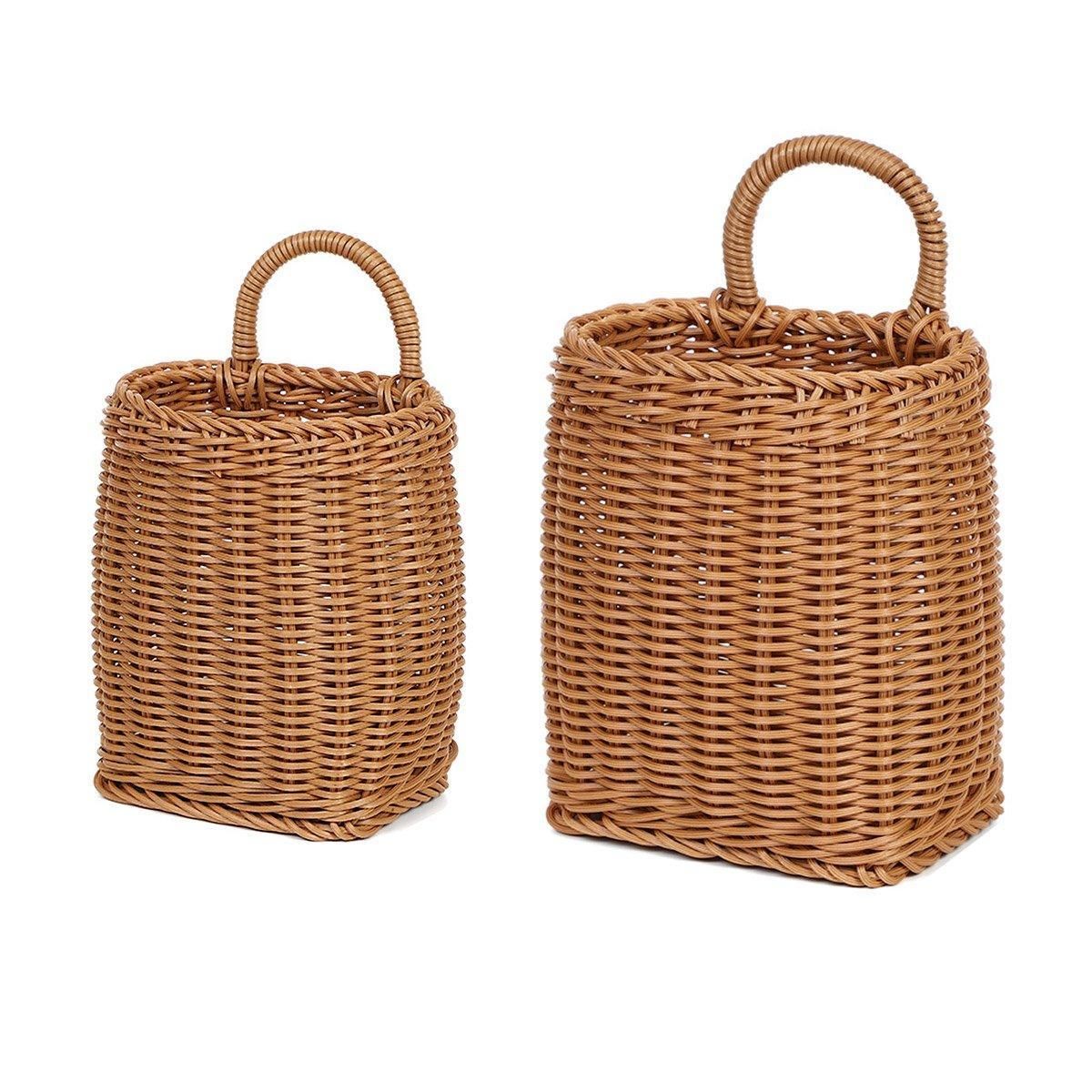Vintage Wall Hanging Basket Kitchen Storage Basket Small Flower Basket view 3