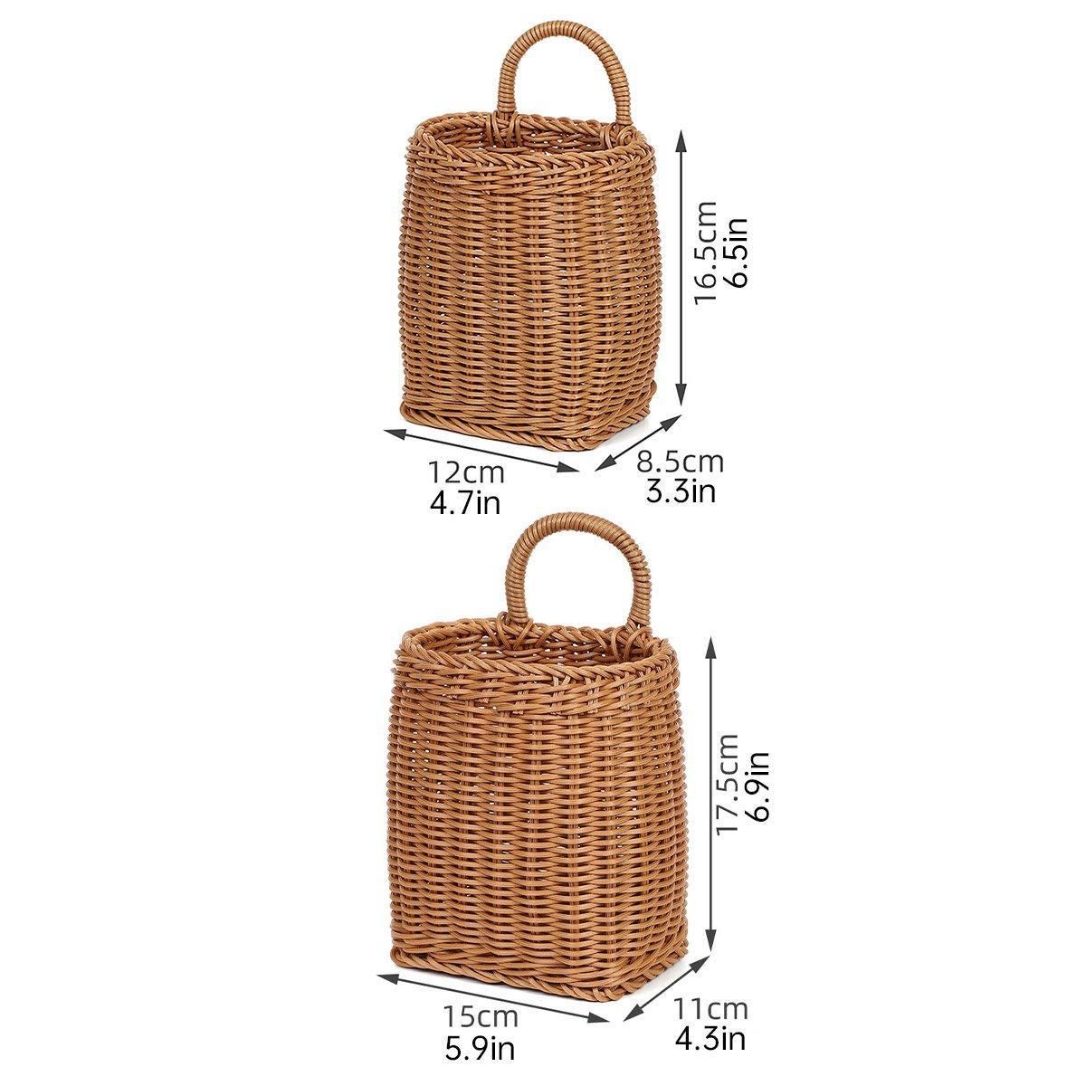Vintage Wall Hanging Basket Kitchen Storage Basket Small Flower Basket view 4