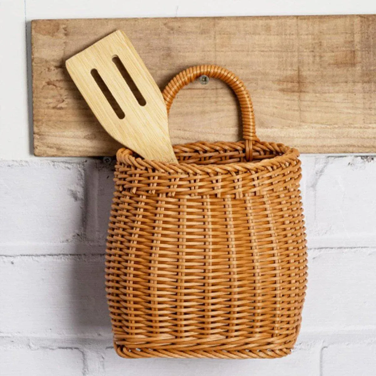 Vintage Wall Hanging Basket Kitchen Storage Basket Small Flower Basket view 9