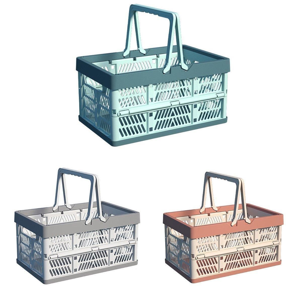 Foldable Portable Picnic Basket Lightweight Storage Basket for Outdoor Use - Pink view 3