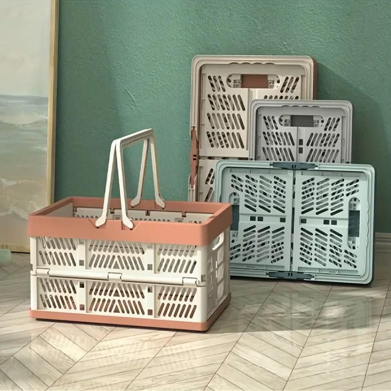 Foldable Portable Picnic Basket Lightweight Storage Basket for Outdoor Use - Pink view 10