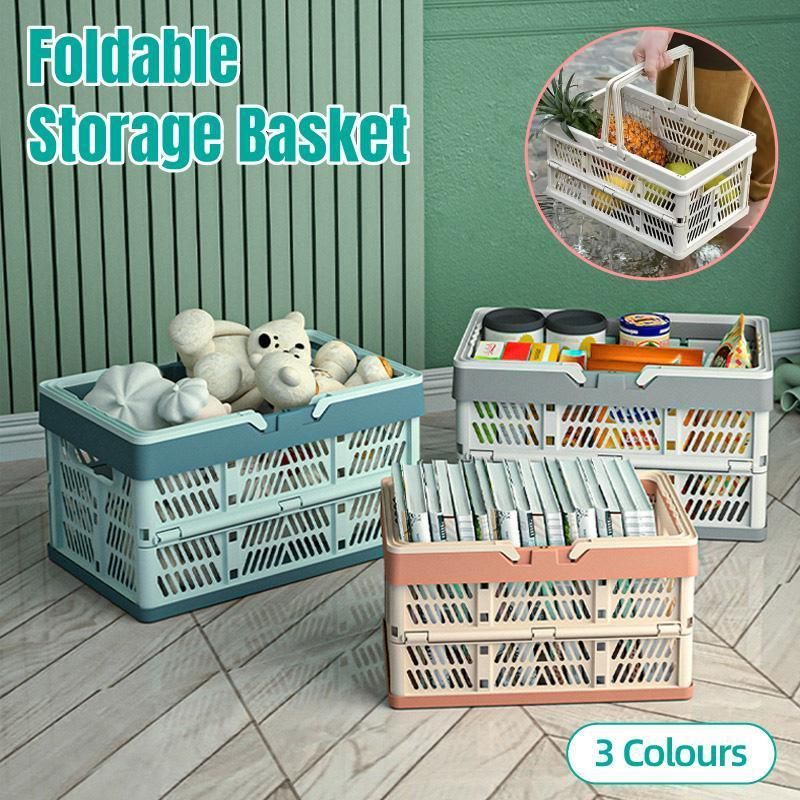 Foldable Portable Picnic Basket Lightweight Storage Basket for Outdoor Use - Pink view 13