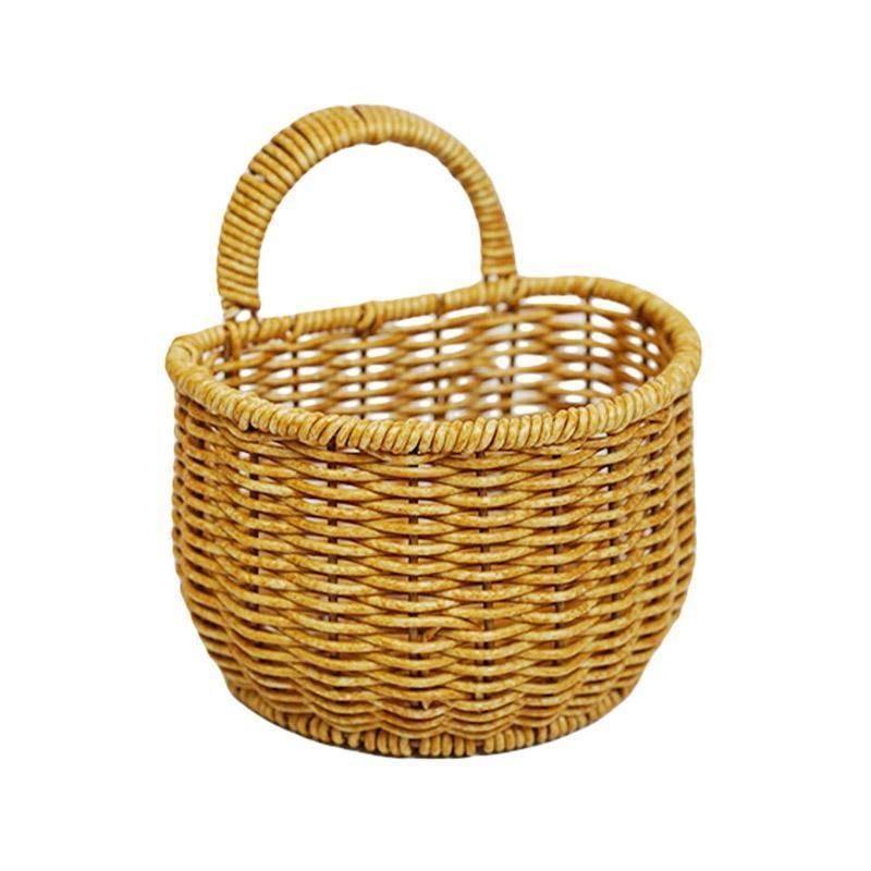 Imitation Rattan Woven Storage Basket Shelf Organizer Wash Rack for Home Decor