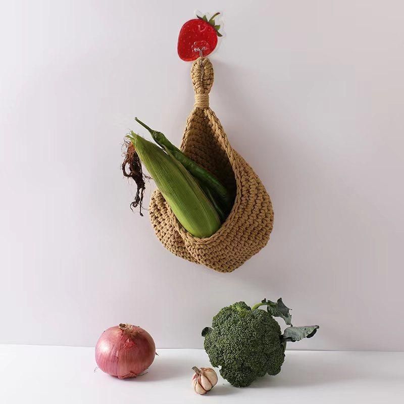 Hanging Wall Organizer Vegetable Fruit Basket Kitchen Storage Pouch Bag Diy view 9