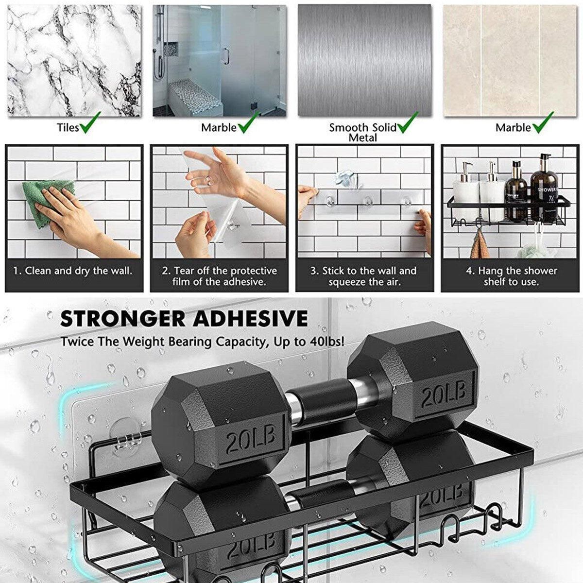Perforation Free Bathroom Shelf Space Saving Storage Rack Organizer for Home Use view 4