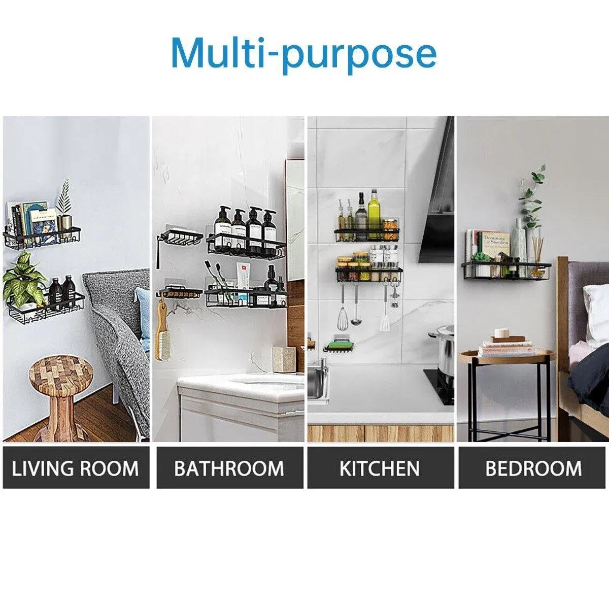 Perforation Free Bathroom Shelf Space Saving Storage Rack Organizer for Home Use view 8