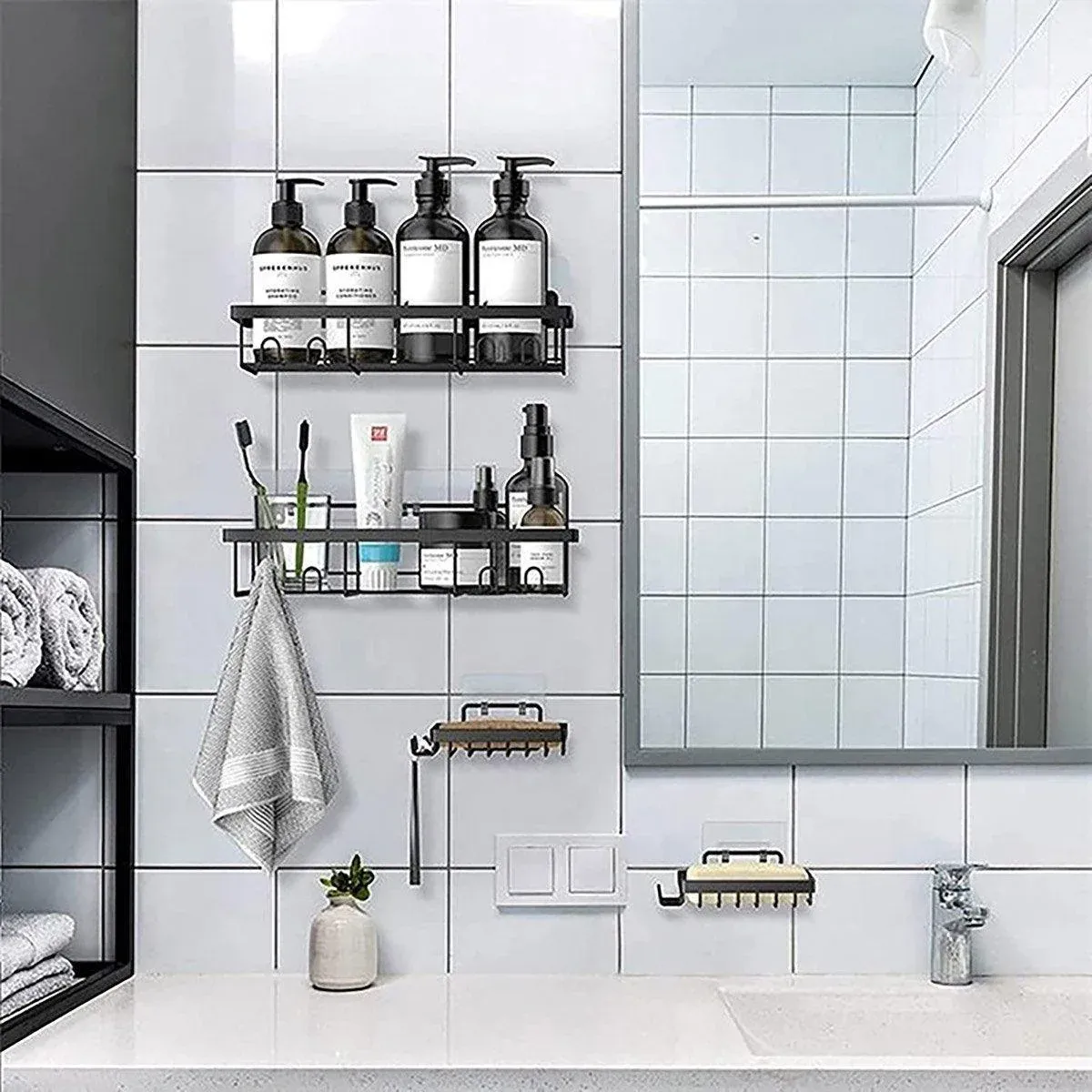 Perforation Free Bathroom Shelf Space Saving Storage Rack Organizer for Home Use view 9