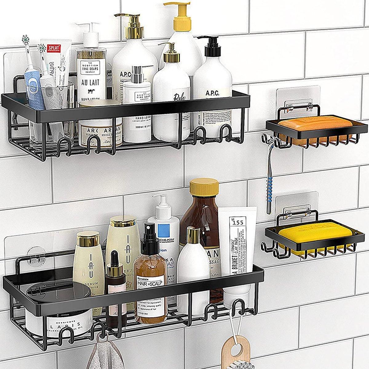 Perforation Free Bathroom Shelf Space Saving Storage Rack Organizer for Home Use view 10