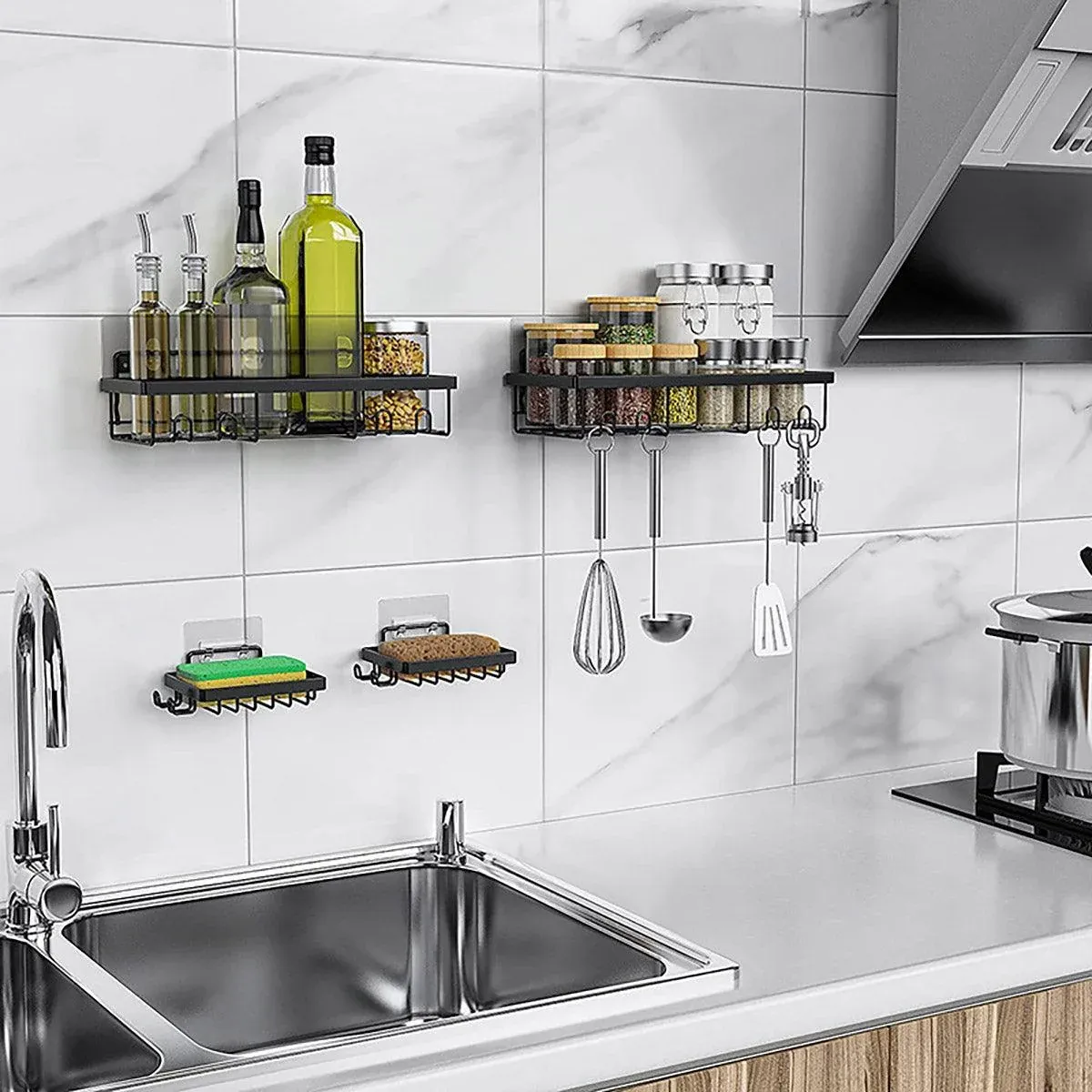 Perforation Free Bathroom Shelf Space Saving Storage Rack Organizer for Home Use view 12
