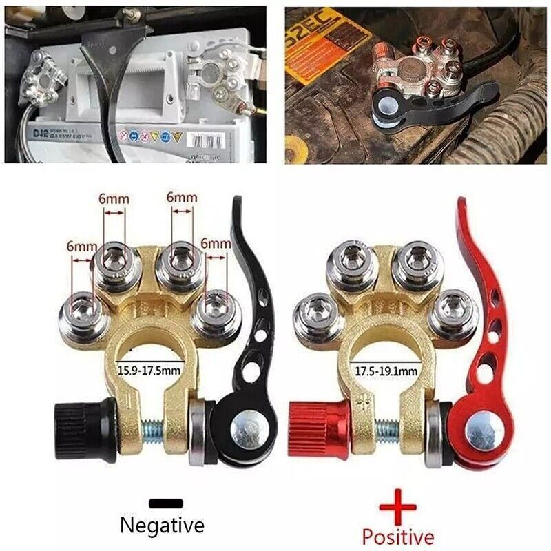 Heavy Duty Car Battery Terminal Clamp 2PCS Quick Release Brass Connector view 4