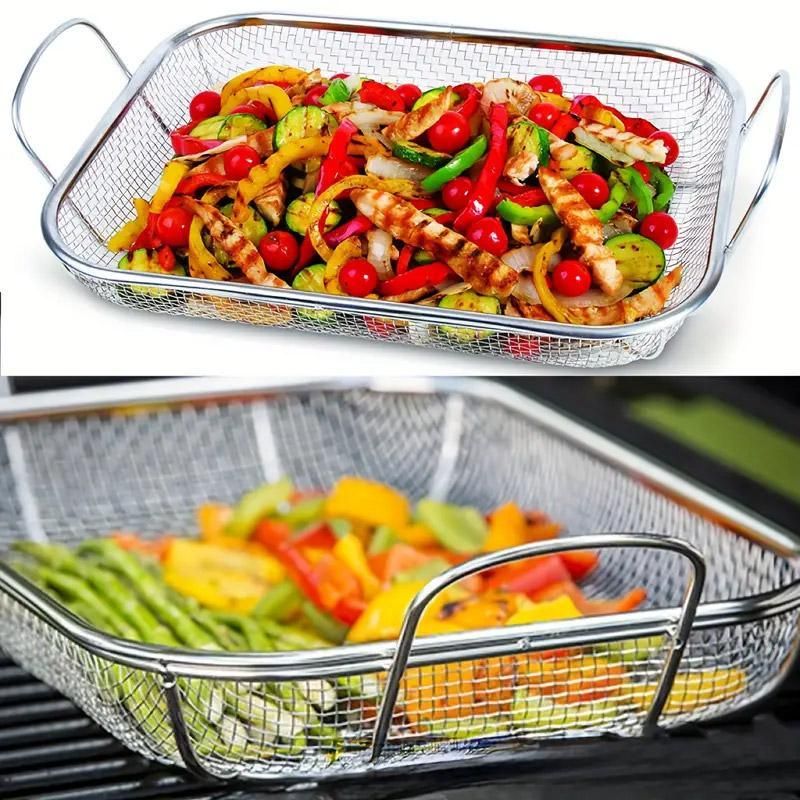 Stainless Steel Square Barbecue Basket Multifunctional Tray Grilling Vegetables view 4