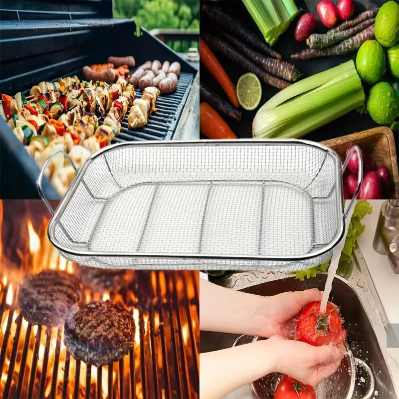 Stainless Steel Square Barbecue Basket Multifunctional Tray Grilling Vegetables view 10