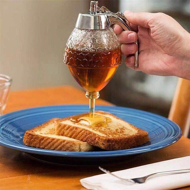Honey Syrup Dispenser with Stand Bottom Flow Trigger Jar for Kitchen Use view 4