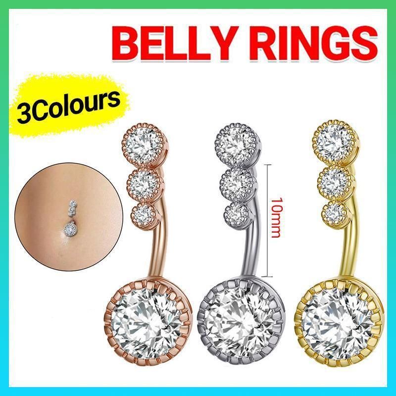 Belly Button Rings Bar Navel Steel Copper Zirconia Piercing Body Piercing - Gold view 2