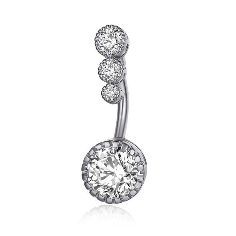 Belly Button Rings Bar Navel Steel Copper Zirconia Piercing Body Piercing - Silver