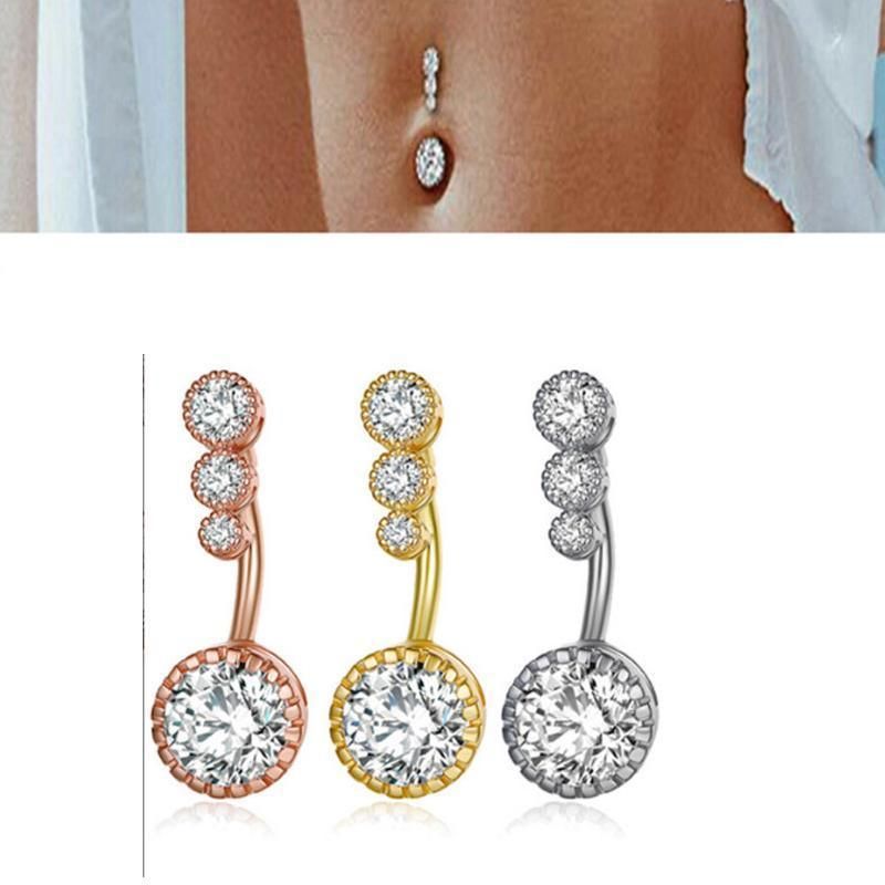 Belly Button Rings Bar Navel Steel Copper Zirconia Piercing Body Piercing - Silver view 4