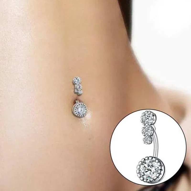 Belly Button Rings Bar Navel Steel Copper Zirconia Piercing Body Piercing - Silver view 10