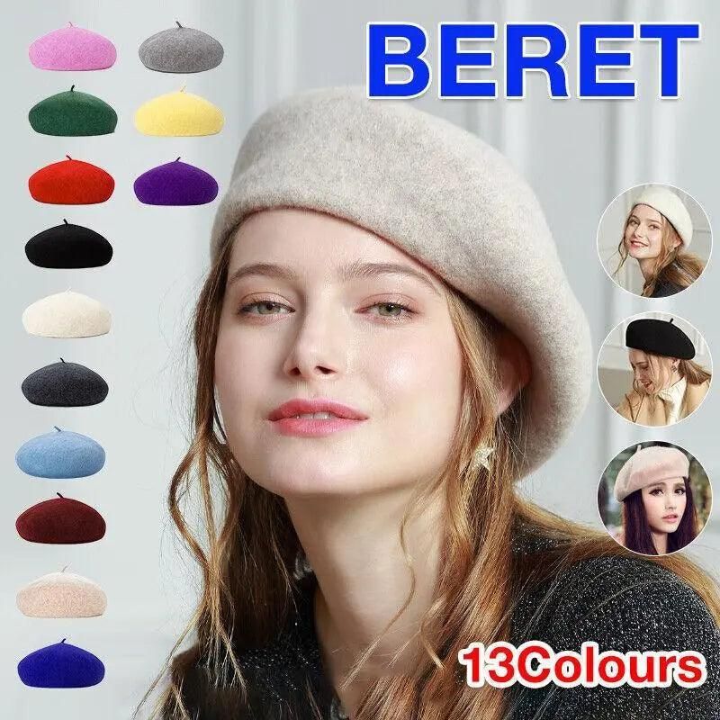 Women Ladies Beanie Wool French Beret Newsboy Hat Cap Winter Warm Hats Girls view 2