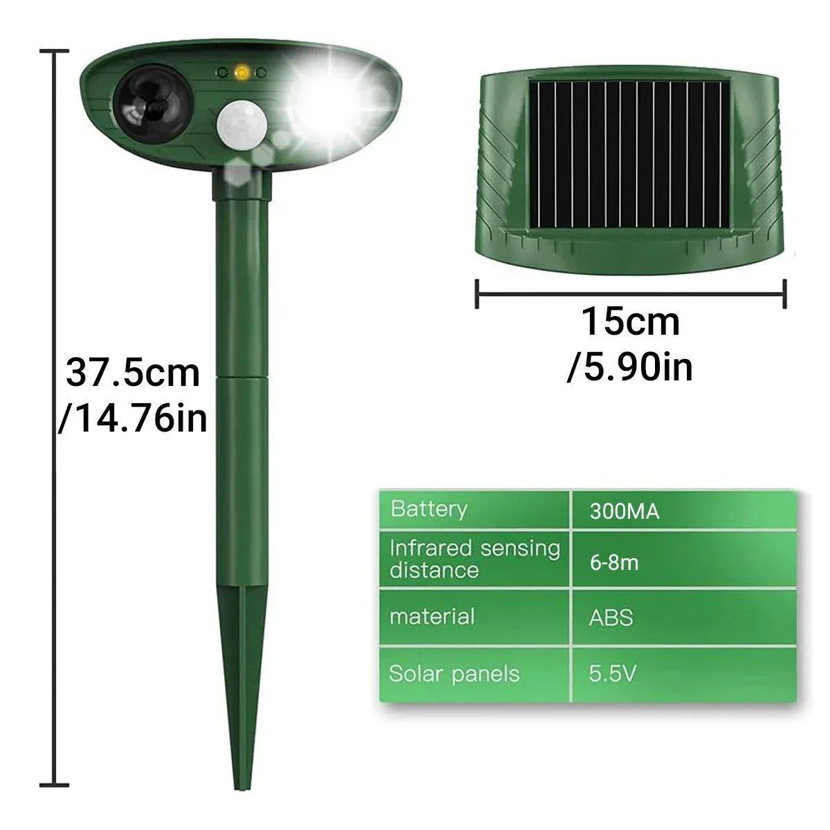 Solar Powered Ultrasonic Animal Bird Repeller Outdoor Pest Insect Control Device view 3