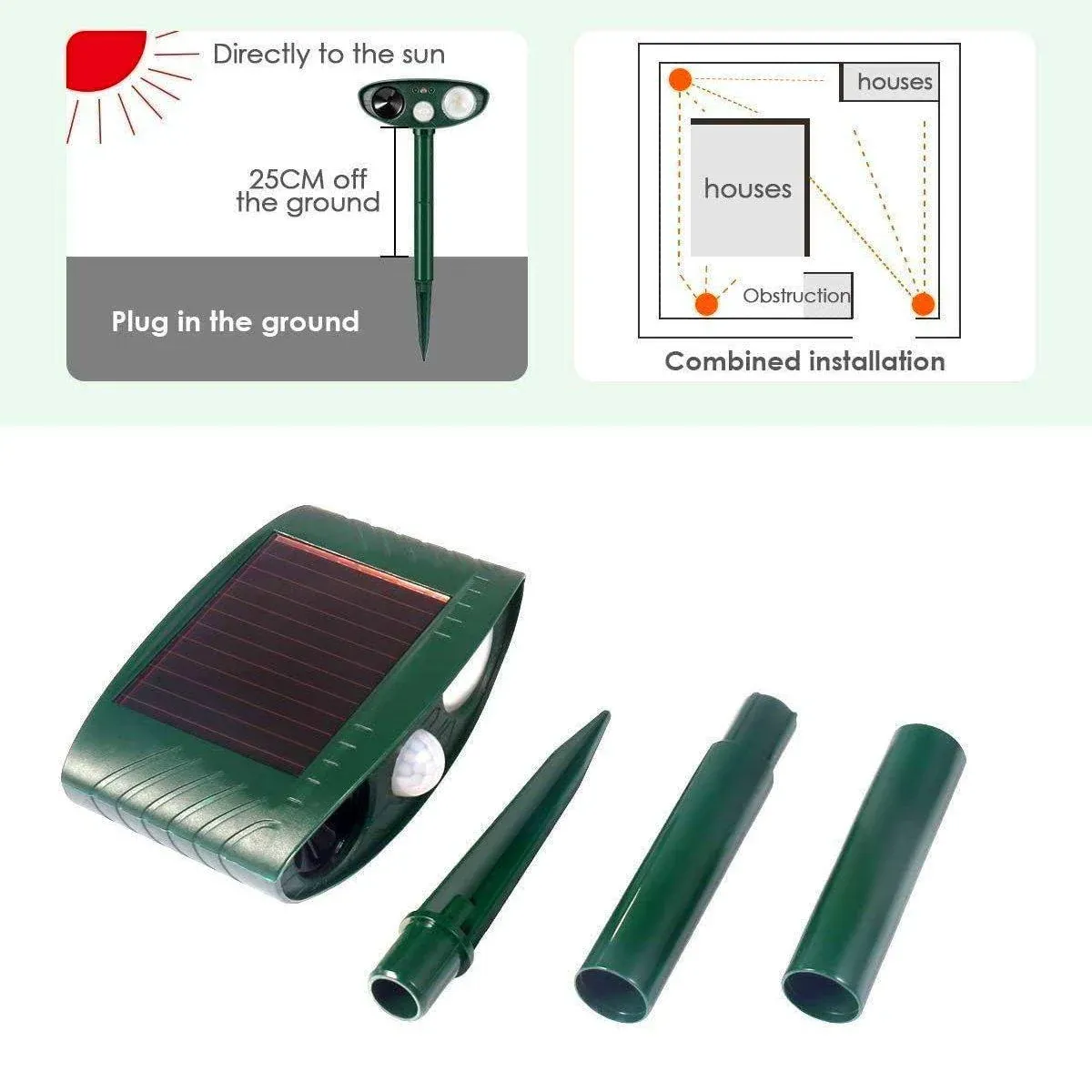 Solar Powered Ultrasonic Animal Bird Repeller Outdoor Pest Insect Control Device view 8