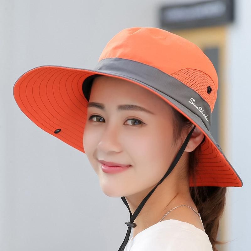 Women Wide Brim Ponytail Hat Sun Protect Visor Summer Beach Cap Anti Uv Floppy view 11