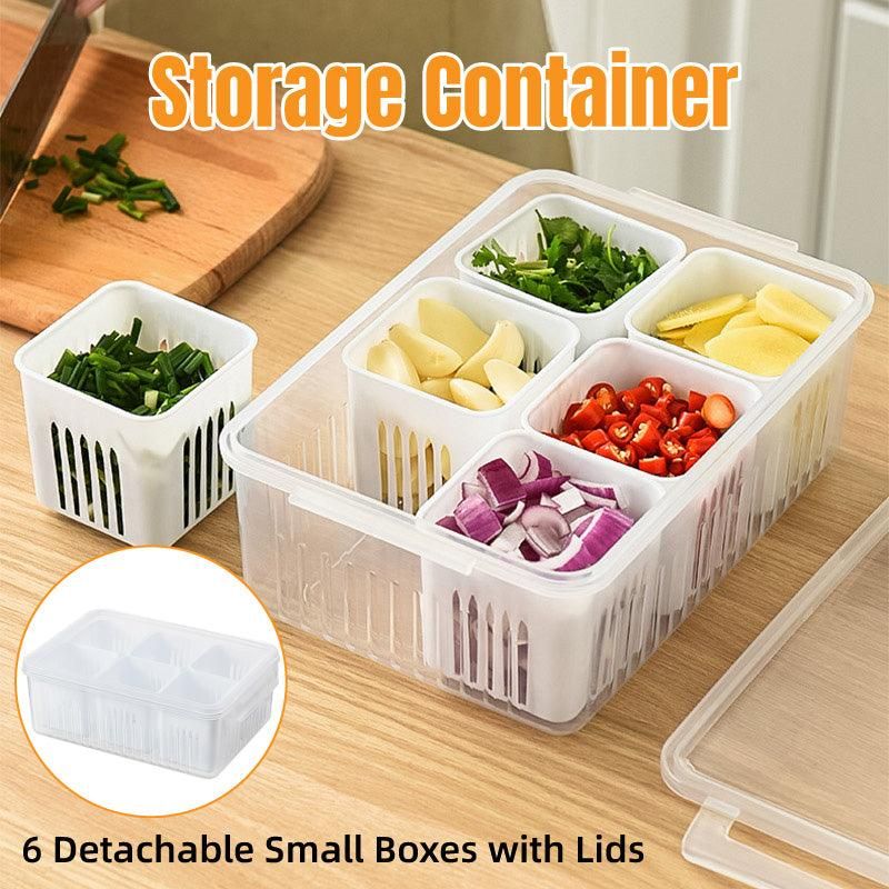 Convenient Crisper Box with Lid Storage Compartment Organizer for Vegetables — image 1