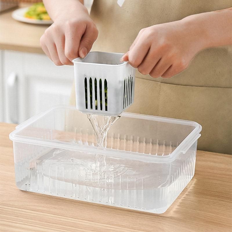 Convenient Crisper Box with Lid Storage Compartment Organizer for Vegetables view 7