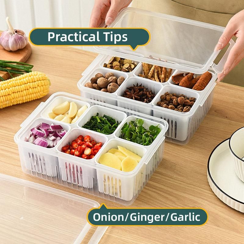 Convenient Crisper Box with Lid Storage Compartment Organizer for Vegetables view 8