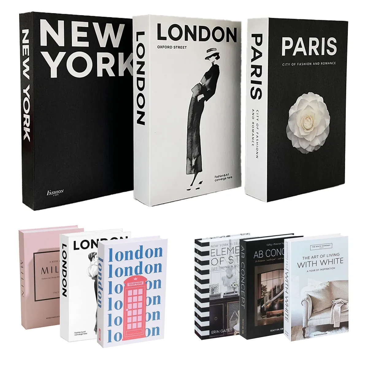 3 PCS Modern Decorative Books Set Foldable Fake Books for Display City Theme - B view 3