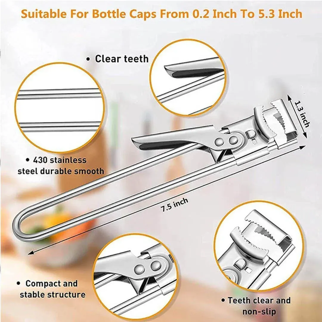 Bottle Opener Multifunctional Beer Adjustable Stainless Steel Jar Lid Gripper Au view 10