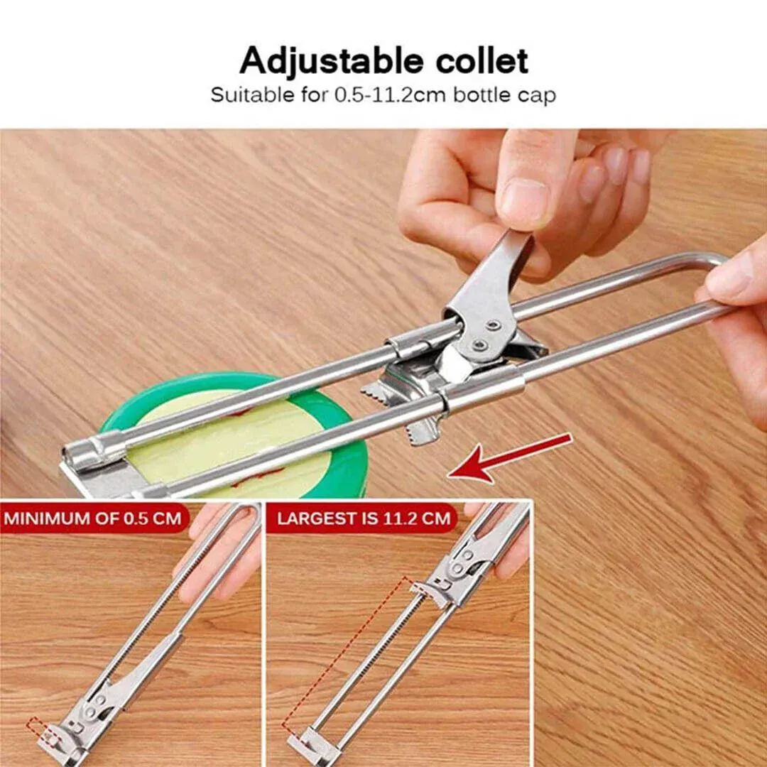 Bottle Opener Multifunctional Beer Adjustable Stainless Steel Jar Lid Gripper Au view 12