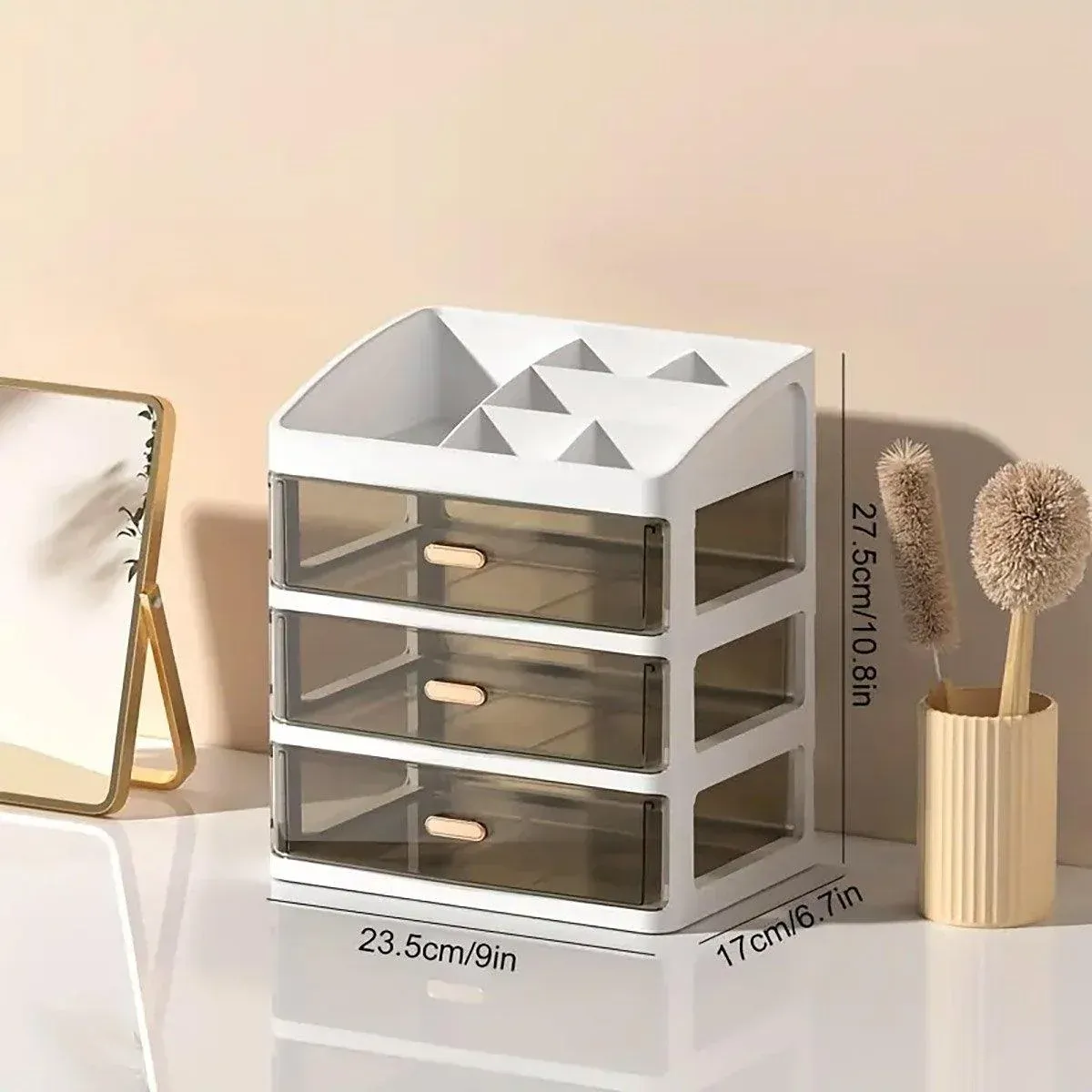 3Layer Cosmetic Organiser Storage Drawer Case Makeup Box for Home and Bathroom view 3