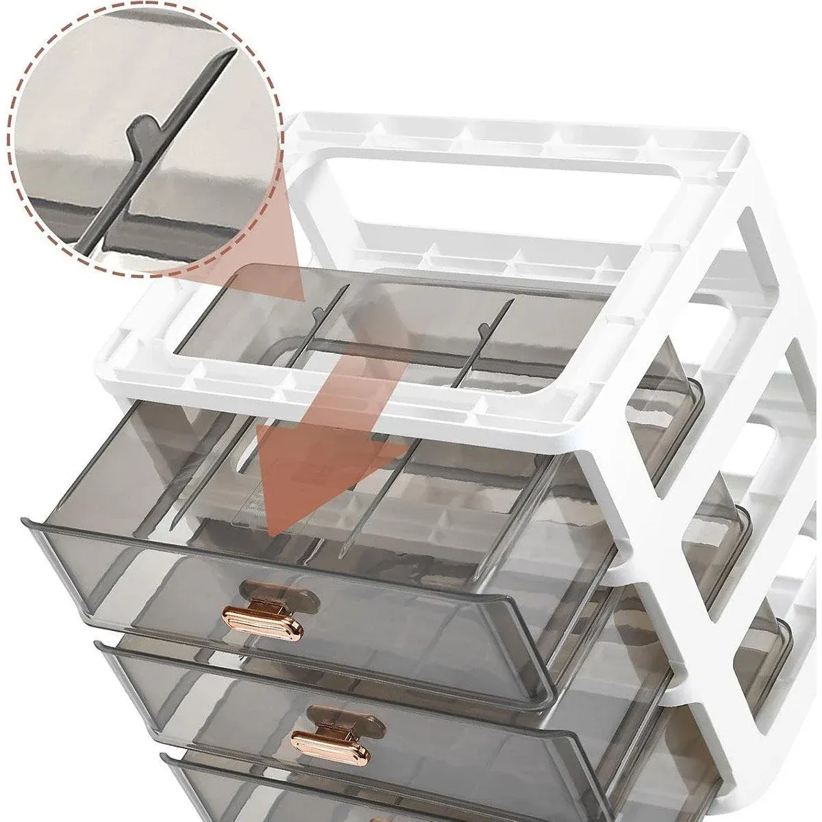 3Layer Cosmetic Organiser Storage Drawer Case Makeup Box for Home and Bathroom view 6