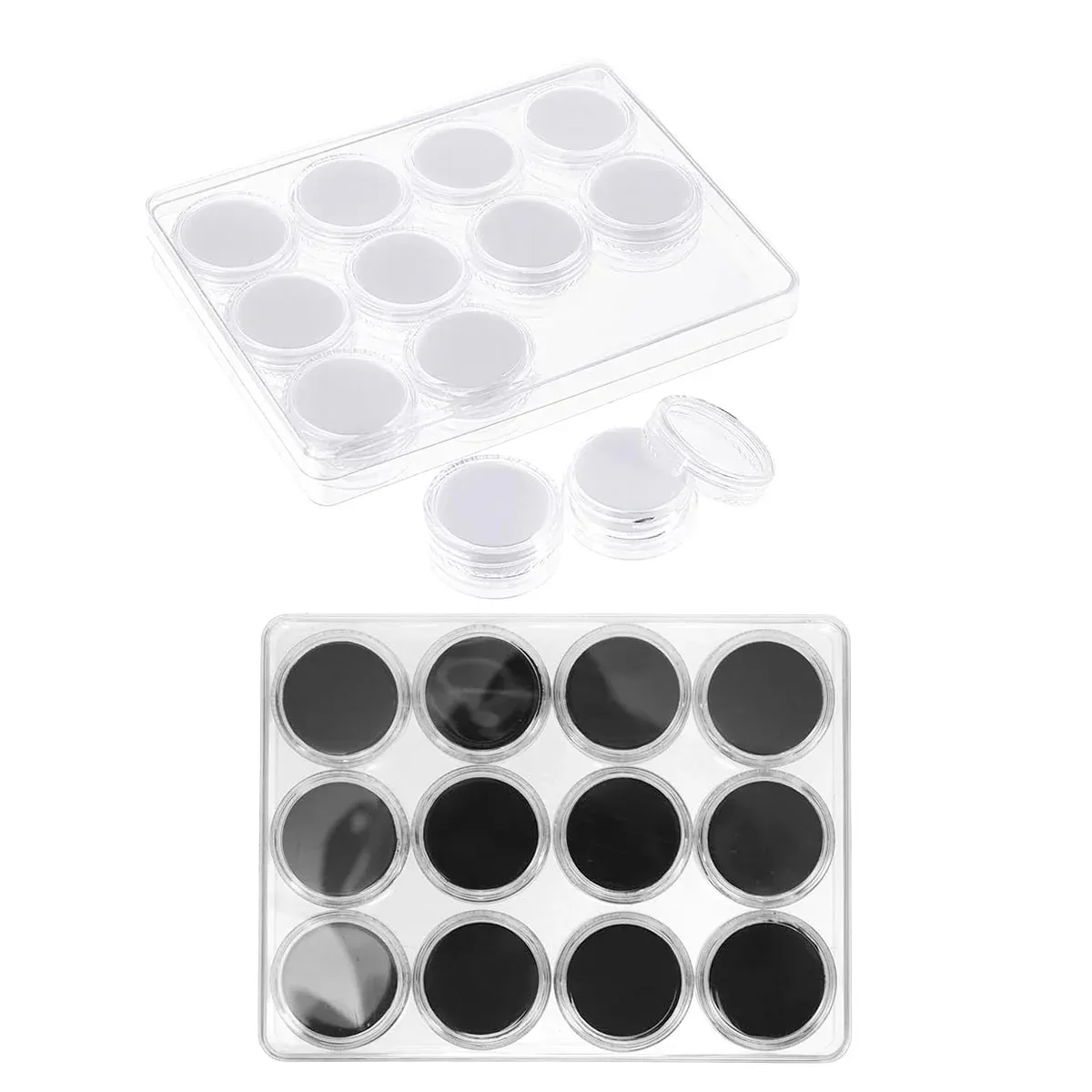 Transparent Round Gemstone Display Box Organizer Case with Lid Storage view 3