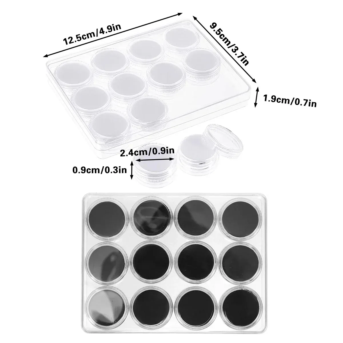 Transparent Round Gemstone Display Box Organizer Case with Lid Storage view 4