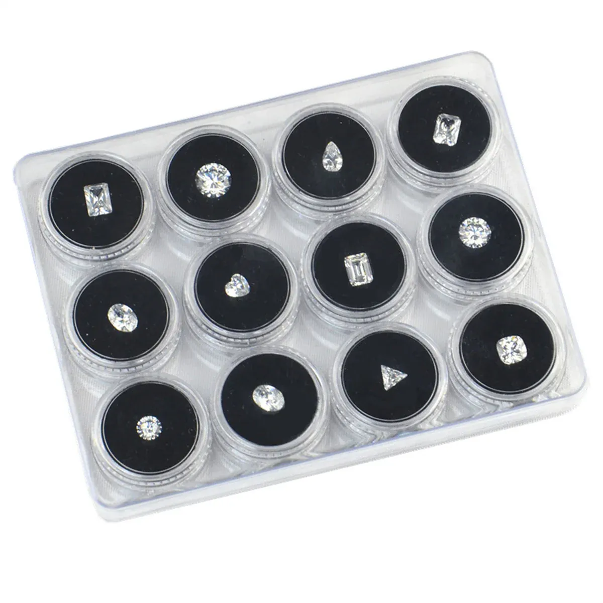 Transparent Round Gemstone Display Box Organizer Case with Lid Storage view 6