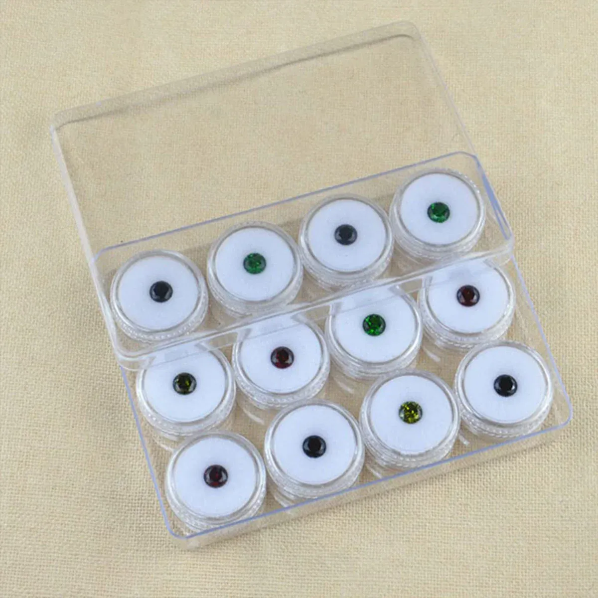 Transparent Round Gemstone Display Box Organizer Case with Lid Storage view 9