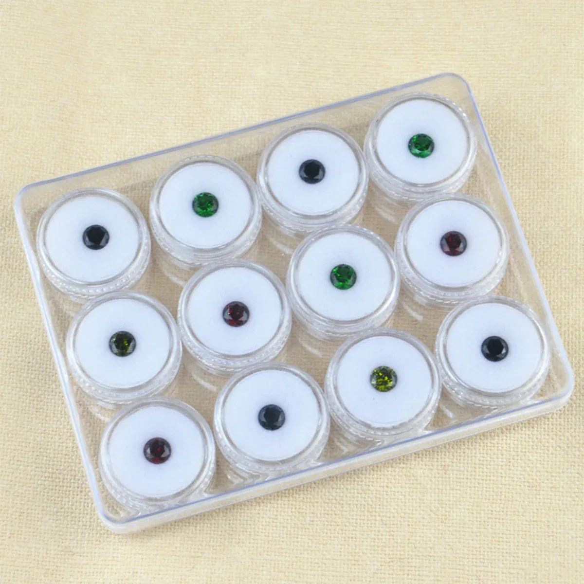 Transparent Round Gemstone Display Box Organizer Case with Lid Storage view 11