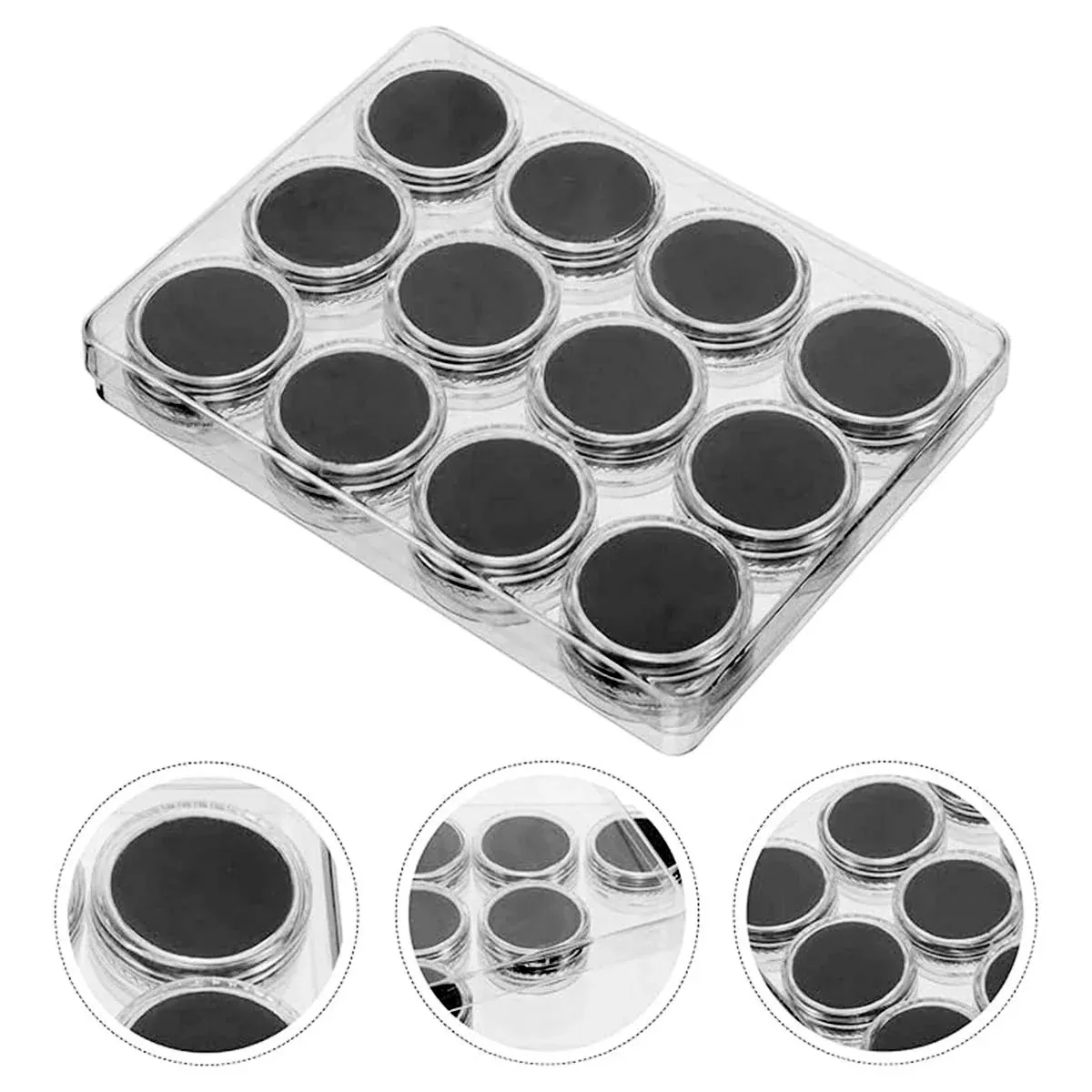 Transparent Round Gemstone Display Box Organizer Case with Lid Storage view 14